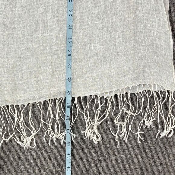 Gap Scarf Womens Red Off White Blue Colorblock 100% Linen Fringed Wrap 78x27 NEW - Picture 5 of 10